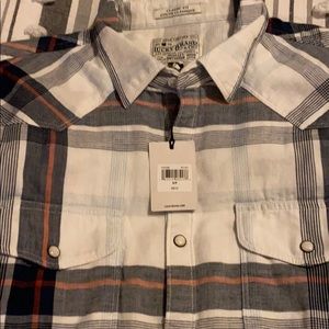 Lucky Brand White Plaid Multi LS Western